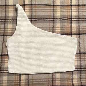 White One-Shoulder Textured Top